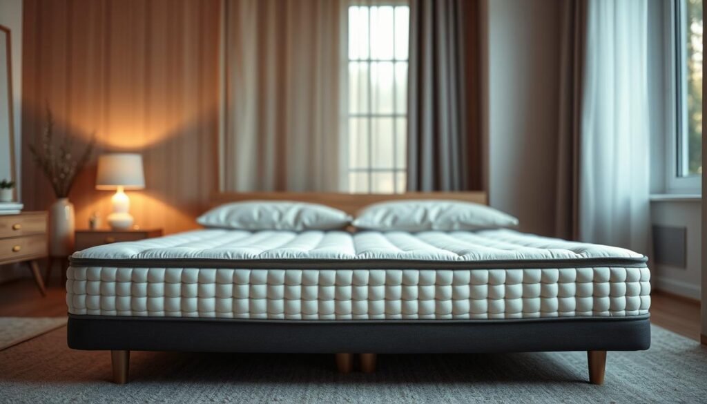 A cozy and inviting image of a StylesMaven independent pocket spring mattress, showcasing its luxurious comfort and exceptional support. The mattress is positioned in a warm, softly lit bedroom setting, with a minimalist Scandinavian-inspired design. The camera captures the mattress from a low angle, highlighting its depth and the intricate details of the individual coils within the independent pocket spring system. The overall atmosphere conveys a sense of tranquility and restfulness, inviting the viewer to imagine themselves sinking into the plush, pressure-relieving comfort of this high-quality mattress. A cozy and inviting image of a StylesMaven independent pocket spring mattress, showcasing its luxurious comfort and exceptional support. The mattress is positioned in a warm, softly lit bedroom setting, with a minimalist Scandinavian-inspired design. The camera captures the mattress from a low angle, highlighting its depth and the intricate details of the individual coils within the independent pocket spring system. The overall atmosphere conveys a sense of tranquility and restfulness, inviting the viewer to imagine themselves sinking into the plush, pressure-relieving comfort of this high-quality mattress.